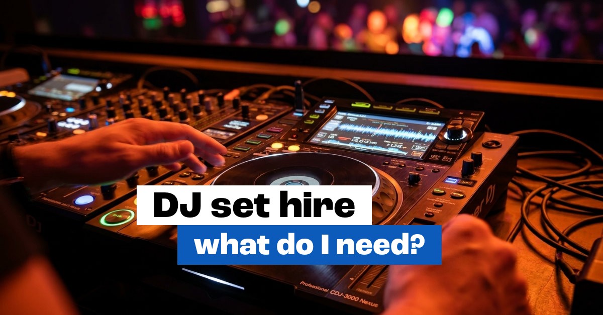 Complete DJ booth with CDJ players, DJM mixer and booth monitor